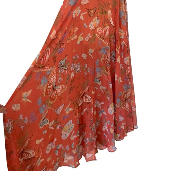 My Beachy Side Butterfly Begonia Cut Out Maxi Dress Romantic Gold Flame NWT - Picture 8 of 15